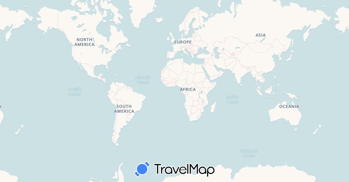 TravelMap itinerary: hiking, avion, vélo kevin & guillaume, bateau in Argentina, Bolivia, Brazil, Chile, Western Sahara, Spain, France, Morocco, Mauritania, Peru, Portugal, Senegal, Uruguay (Africa, Europe, South America)